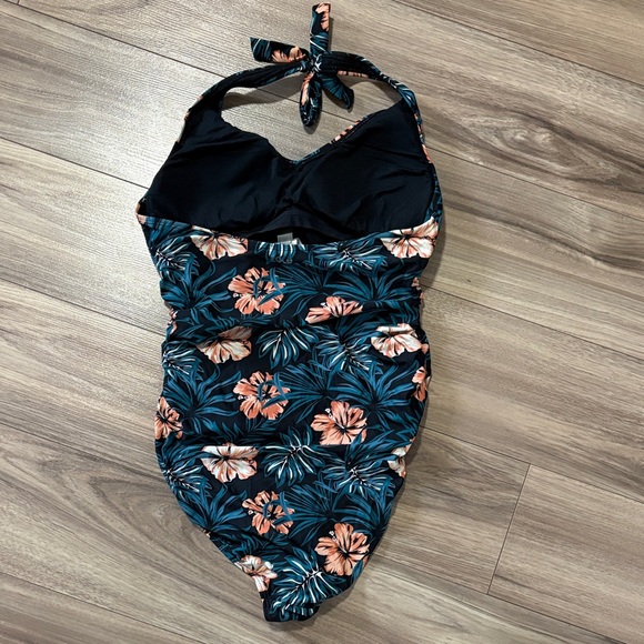Lole Teal and Coral Floral One-Piece Swimsuit - Picture 4 of 4